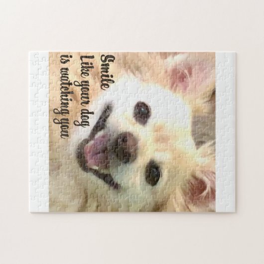 Amerikaanse Eskimo hond glimlach Legpuzzel (Horizontaal)