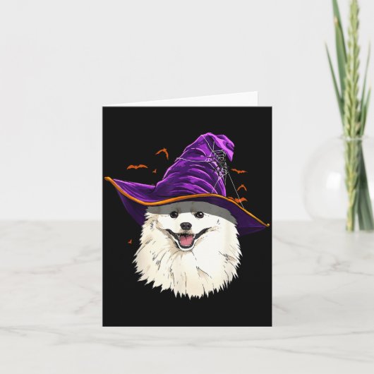 Amerikaanse Eskimo-hond Heksenhoed Grappige Hallow Kaart (Voorkant)