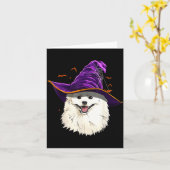 Amerikaanse Eskimo-hond Heksenhoed Grappige Hallow Kaart (Gele Bloem)