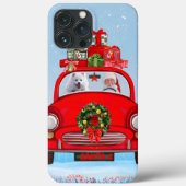 Amerikaanse eskimo-hond in auto met kerstman Case-Mate iPhone case (Achterkant)