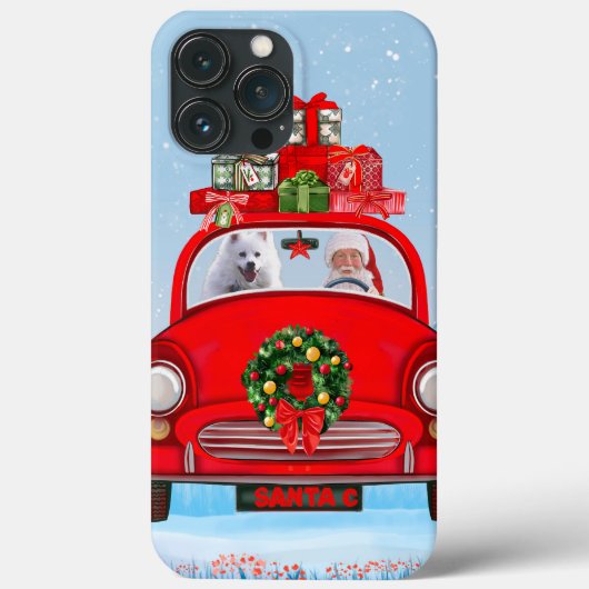 Amerikaanse eskimo-hond in auto met kerstman Case-Mate iPhone case (Achterkant)