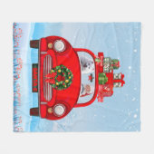 Amerikaanse eskimo-hond in auto met kerstman fleece deken (Voorkant (Horizontaal))