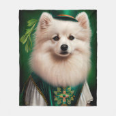 Amerikaanse Eskimo-hond in St. Patrick's Day Dress Fleece Deken (Voorkant)