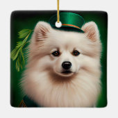Amerikaanse Eskimo-hond in St. Patrick's Day Dress Keramisch Ornament (Achterkant)