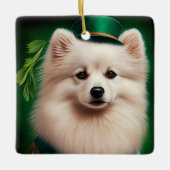Amerikaanse Eskimo-hond in St. Patrick's Day Dress Keramisch Ornament (Voorkant)