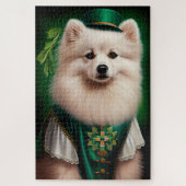 Amerikaanse Eskimo-hond in St. Patrick's Day Dress Legpuzzel (Verticaal)