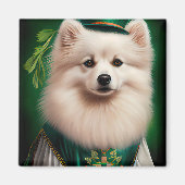Amerikaanse Eskimo-hond in St. Patrick's Day Dress Magneet (Voorkant)