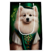 Amerikaanse Eskimo-hond in St. Patrick's Day Dress Medium Cadeauzakje (Achterkant)