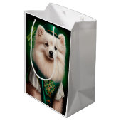 Amerikaanse Eskimo-hond in St. Patrick's Day Dress Medium Cadeauzakje (Achterkant Gekanteld)