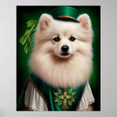 Amerikaanse Eskimo-hond in St. Patrick's Day Dress Poster (Voorkant)