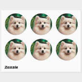Amerikaanse Eskimo-hond in St. Patrick's Day Dress Ronde Sticker (Vel)