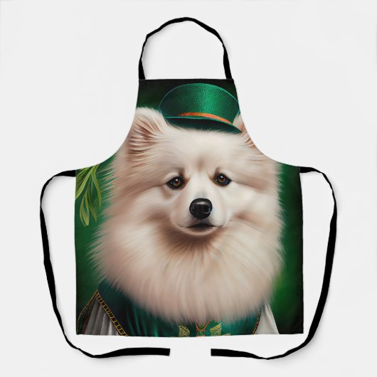 Amerikaanse Eskimo-hond in St. Patrick's Day Dress Schort (Voorkant)