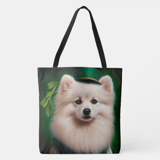 Amerikaanse Eskimo-hond in St. Patrick's Day Dress Tote Bag (Voorkant)