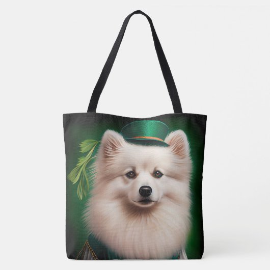Amerikaanse Eskimo-hond in St. Patrick's Day Dress Tote Bag (Achterkant)