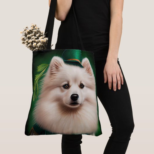 Amerikaanse Eskimo-hond in St. Patrick's Day Dress Tote Bag (Dichtbij)