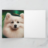 Amerikaanse Eskimo-hond in St. Patrick's Day-jurk Kaart (Binnen)