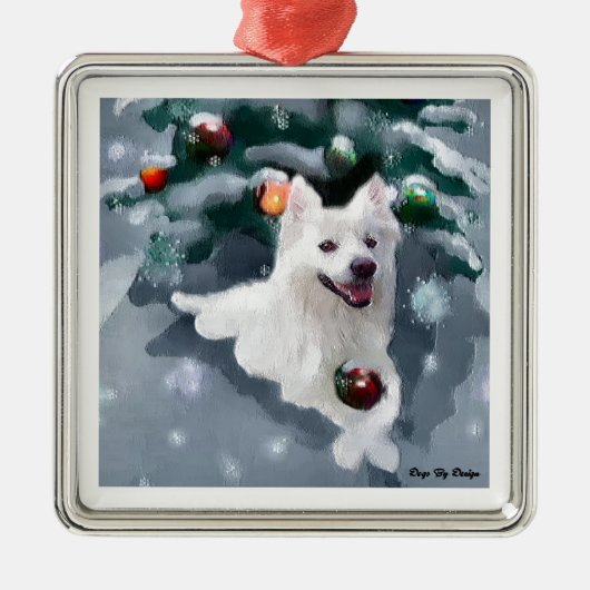 Amerikaanse Eskimo-hond Kerst Metalen Ornament (Voorkant)