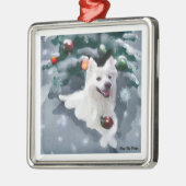 Amerikaanse Eskimo-hond Kerst Metalen Ornament (Links)