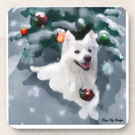 Amerikaanse Eskimo-hond Kerst Onderzetter