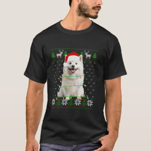 Amerikaanse Eskimo hond Kerstboom Lights Puppy Do T-shirt