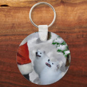 Amerikaanse Eskimo-hond Kerstcadeaus Sleutelhanger (Voorkant)