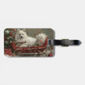 Amerikaanse Eskimo Hond Kerstfeest Bagagelabel (Achterkant horizontaal)
