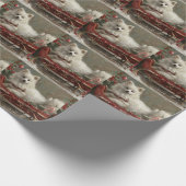 Amerikaanse Eskimo Hond Kerstfeest Cadeaupapier (Hoek)