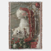 Amerikaanse Eskimo Hond Kerstfeest Deken (Voorkant Verticaal)