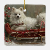 Amerikaanse Eskimo Hond Kerstfeest Keramisch Ornament (Achterkant)