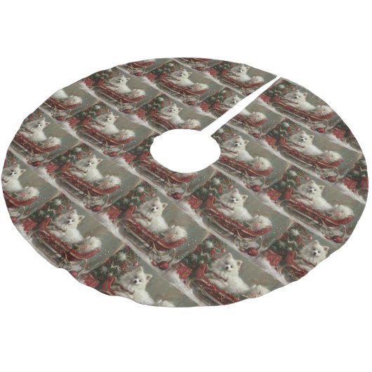 Amerikaanse Eskimo Hond Kerstfeest Kerstboom Rok (Gekanteld)