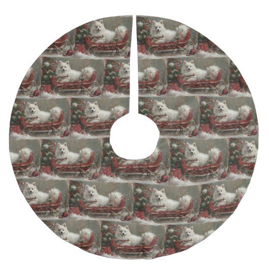 Amerikaanse Eskimo Hond Kerstfeest Kerstboom Rok (Voorkant)