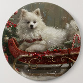 Amerikaanse Eskimo Hond Kerstfeest Ronde Button 6,0 Cm (Voorkant)