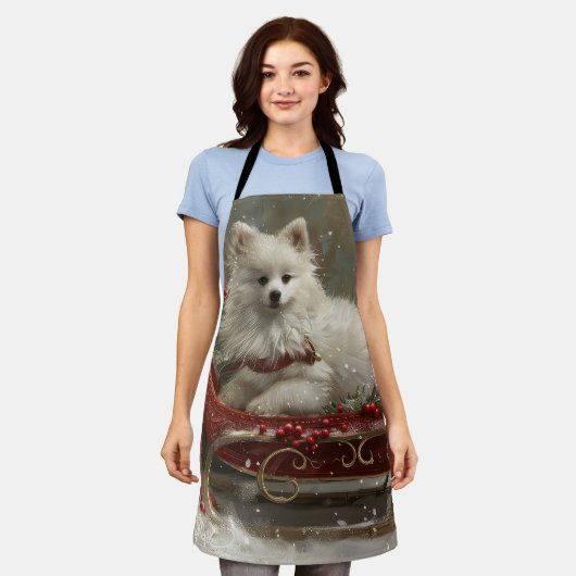 Amerikaanse Eskimo Hond Kerstfeest Schort (Gedragen)