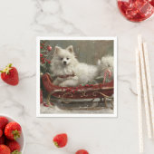 Amerikaanse Eskimo Hond Kerstfeest Servet (Insitu)