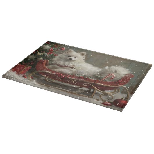 Amerikaanse Eskimo Hond Kerstfeest Snijplank (Hoek)