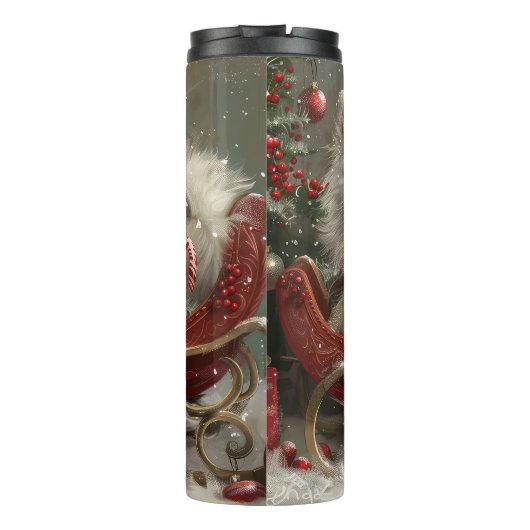 Amerikaanse Eskimo Hond Kerstfeest Thermosbeker (Achterkant)