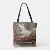 Amerikaanse Eskimo Hond Kerstfeest Tote Bag (Achterkant)