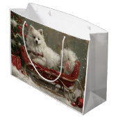 Amerikaanse Eskimo-hond Kerstmis Festief Groot Cadeauzakje (Achterkant Gekanteld)