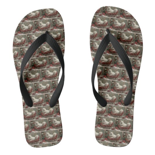 Amerikaanse Eskimo-hond Kerstmis Festief Teenslippers (Voetbed)