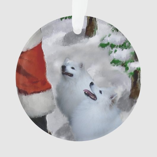 Amerikaanse Eskimo-hond Kerstmis Ornament (voorkant)