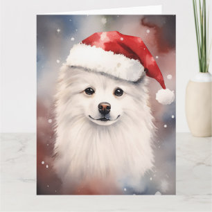 Amerikaanse Eskimo Hond Kerstmis Santa Paws Feeste Kaart