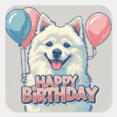 Amerikaanse Eskimo hond kleurrijk Vierkante Sticker (Voorkant)