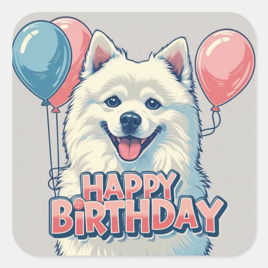 Amerikaanse Eskimo hond kleurrijk Vierkante Sticker (Voorkant)