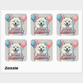 Amerikaanse Eskimo hond kleurrijk Vierkante Sticker (Vel)