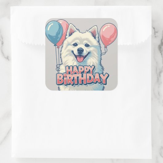 Amerikaanse Eskimo hond kleurrijk Vierkante Sticker (Tas)