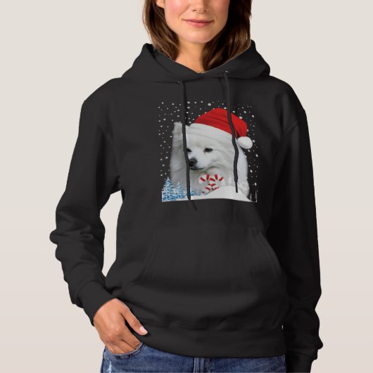 Amerikaanse Eskimo Hond Lelijke Kersttrui Santa H Hoodie (Voorkant)