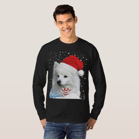 Amerikaanse Eskimo Hond Lelijke Kersttrui Santa H T-shirt (Voorkant volledig)