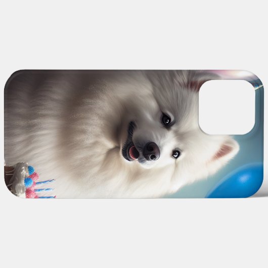 Amerikaanse eskimo-hond met ballonnen verjaardag Case-Mate iPhone case (Achterkant (horizontaal))