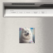 Amerikaanse eskimo-hond met ballonnen verjaardag magneet (Insitu (Vaatwasser))