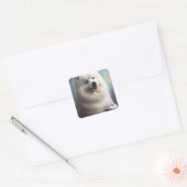 Amerikaanse eskimo-hond met ballonnen verjaardag vierkante sticker (Envelop)